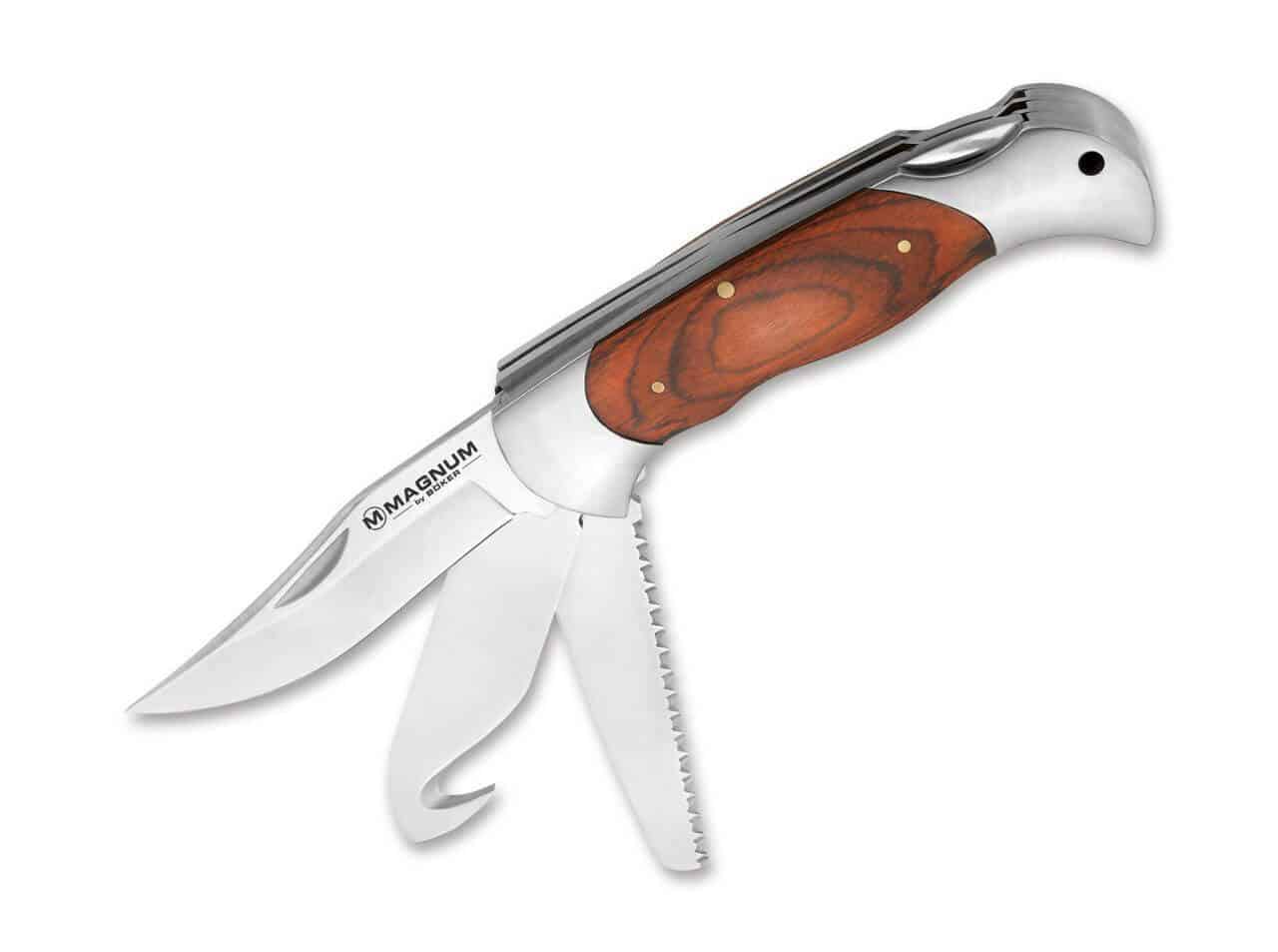 Böker Magnum Classic Hunter jagtfoldekniv med tre klinger og træskæfte