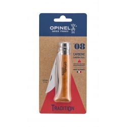 Opinel No 8 Carbon foldekniv i kulstofstål og bøg