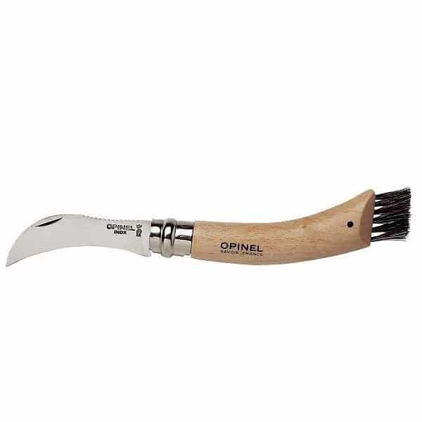 Opinel No 8 svampekniv med buet klinge og børste