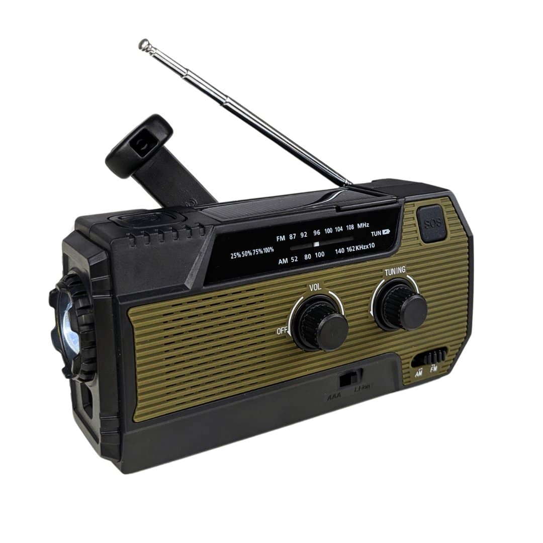 Aquipe nødradio med 4000 mAh powerbank, håndsving og solcelle