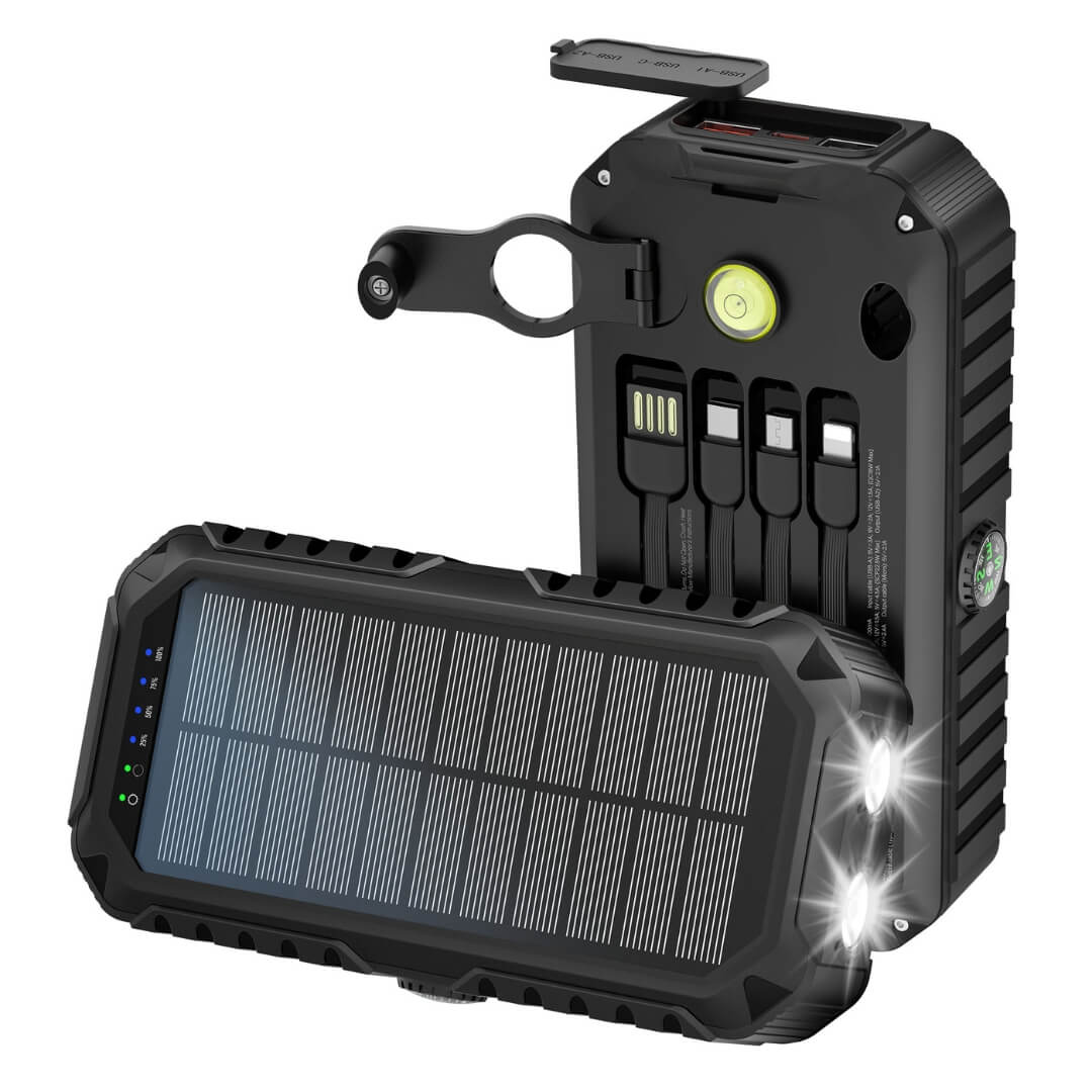Aquipe Powerbank 20.000 m. håndsving solcelle powerbank